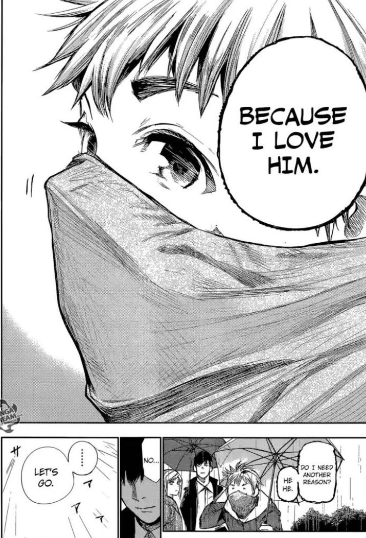 katsuk1s's tweet photo. friendly reminder that hide said he loved kaneki so easily. plus “do i need another reason?” as if it was nothing. he really said that. hide and kaneki soulmates. no one touch me im emotional https://t.co/rJ71ag0PXG