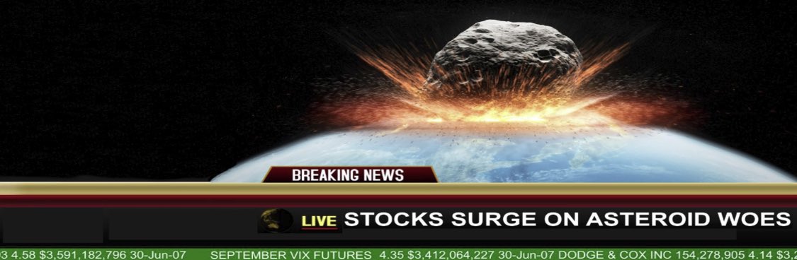 BluthCapital's tweet photo. Today can’t finish without noting that @Keubiko ‘s banner pic, STOCKS SURGE ON ASTEROID WOES, seemed farcical before today, where we printed 5x the highest unemployment claims ever and the S&amp;P rose 6%. 

After rising both days before. https://t.co/mWn3QlfVe5