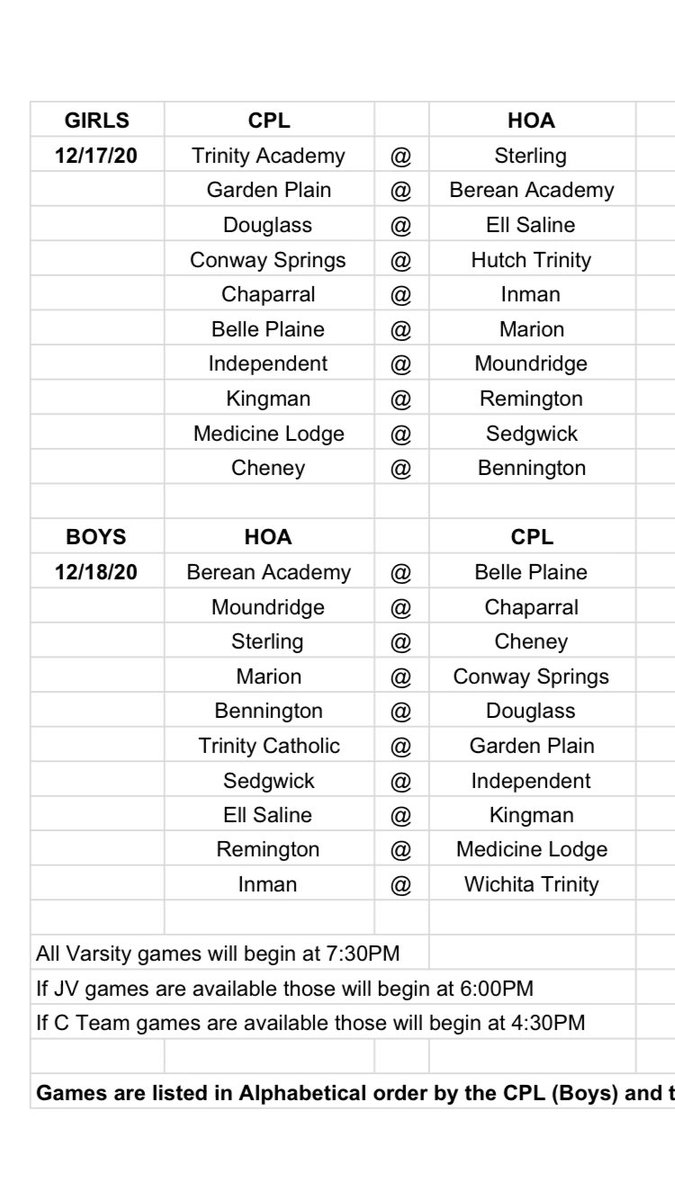 Here it is!! The 2020 HOA/CPL matchups for this December! <a href="/VarsityKansas/">#VKscores</a> <a href="/CatchItKansas/">Catch It Kansas</a> <a href="/sportsinkansas/">Sports in Kansas</a> <a href="/scoresinkansas/">Scores in Kansas</a>