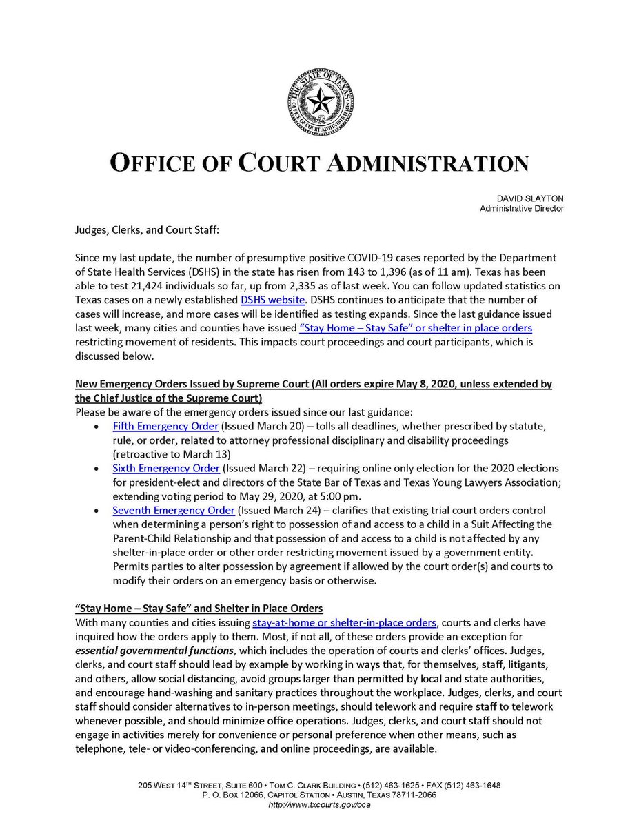 TxCourts's tweet image. Updated guidance #4 released for the Texas Judiciary in response to novel coronavirus (COVID-19) #TXCourts