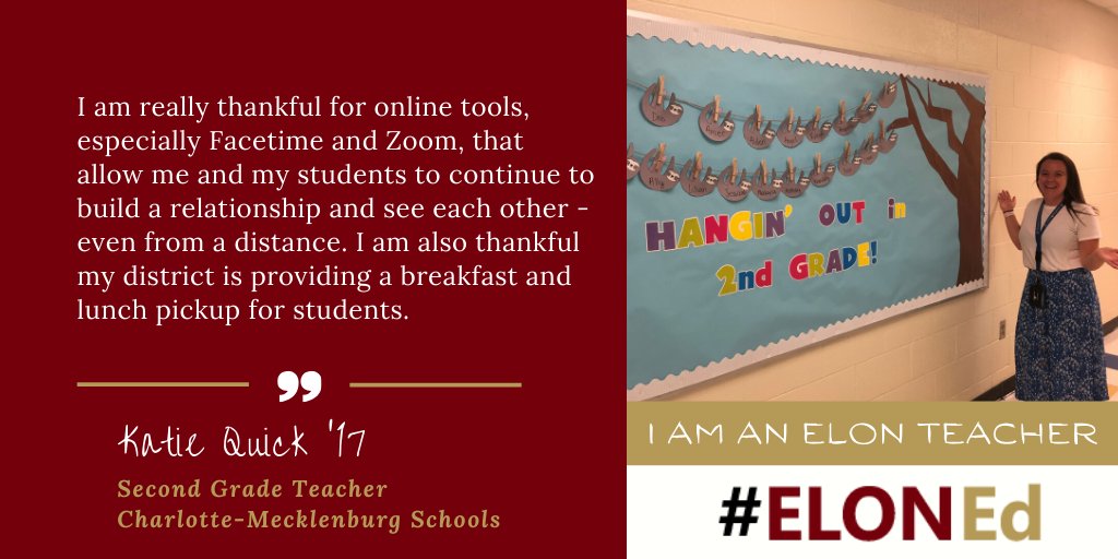 Elon_Ed's tweet photo. We love hearing from our #ElonEd alumni! @katiequick24 teaches 2nd grade in @CharMeckSchools and is using Google Classroom for #onlineinstruction. She also posts assignments and checks student progress using Dreambox, Raz Kids and Edgenuity. #IamanElonTeacher https://t.co/zu8XSWY7jH