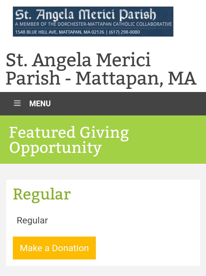 StAngelaParish's tweet photo. 💚 GIVE YOUR GIFTS ONLINE via St. Angela’s Online Giving Program at https://t.co/trvRkmRQLb or,
Text Giv2SA to 555888
#Mattapan #Boston
#CatholicAtHome
Support your church with #OnlineGiving https://t.co/lC3jfYMtjB