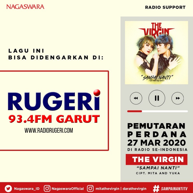 radiorugeri's tweet photo. #Pemutaranserentak lagu terasyik, single terbaru The Virgin @mitaenglandmuse &amp; @aradrizki produksi @NAGASWARA_ID mulai bisa direquest mulai hari ini di radio. Berharap #SampaiNantiTV  m'jadi penyejuk bgi pecinta musik, t'utama u/ para Virginity #radiorugeri #laguindonesiakeren https://t.co/ePOwiHzzUk