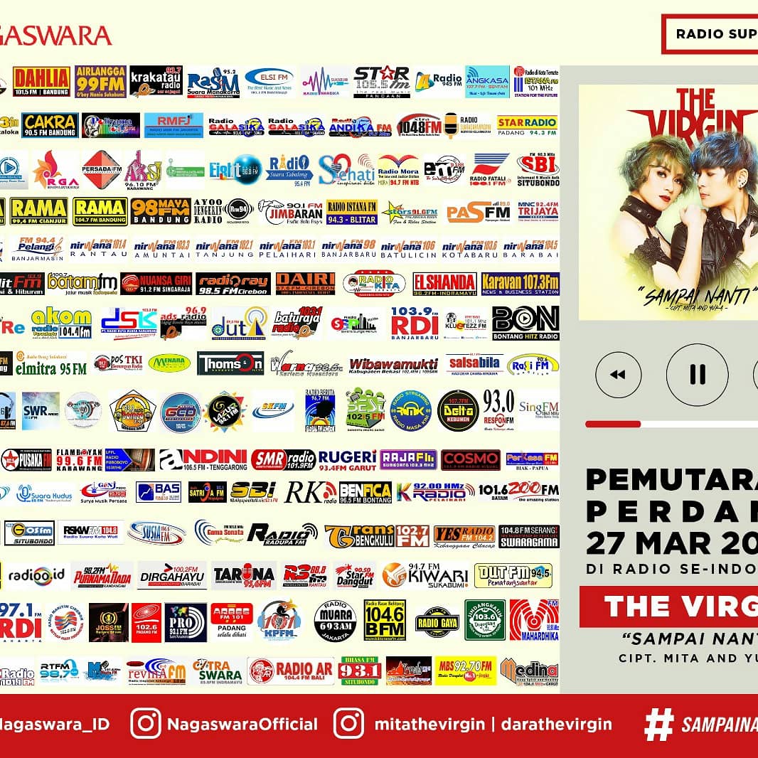 radiorugeri's tweet photo. #Pemutaranserentak lagu terasyik, single terbaru The Virgin @mitaenglandmuse &amp; @aradrizki produksi @NAGASWARA_ID mulai bisa direquest mulai hari ini di radio. Berharap #SampaiNantiTV  m'jadi penyejuk bgi pecinta musik, t'utama u/ para Virginity #radiorugeri #laguindonesiakeren https://t.co/ePOwiHzzUk