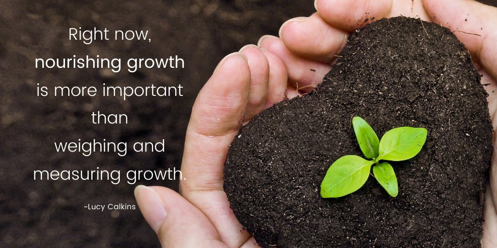 TracieGCain's tweet photo. About assessment in this crazy time, @tenilleshade shared this from the Lucy Calkins Users Group

Right now, nourishing growth
 is more important 
 than weighing and measuring growth.” 

@LucyCalkins #TCRWP #edchat #txed #remotelearning  #distancelearning  #athomelearning https://t.co/ifQZnpzuLf