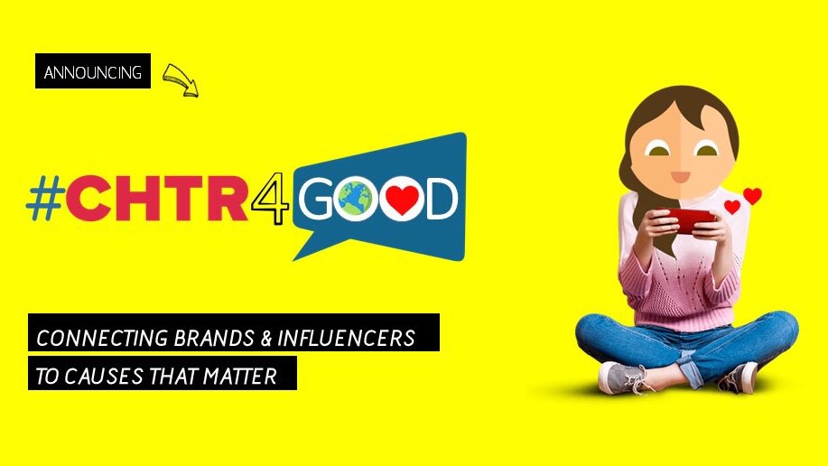 chtrbox_tech's tweet photo. Launching #Chtr4Good for brands &amp; influencers to support social causes that matter ❤️ Leverage the power of influencers to create awareness or raise funds for a credible NGO-see more https://t.co/pZi9yWi614 @pranayswarup @mad_toothbrush @varunduggi @roshanabbas @gauravkapur https://t.co/eWbctclJjn