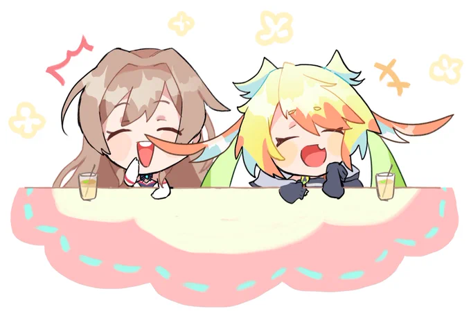 メリィくんの髪の毛がフレンちゃんにバシバシ当たってて可愛かった??雑談
 #絵リッサ #フレン見て 