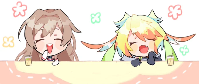 メリィくんの髪の毛がフレンちゃんにバシバシ当たってて可愛かった??雑談
 #絵リッサ #フレン見て 