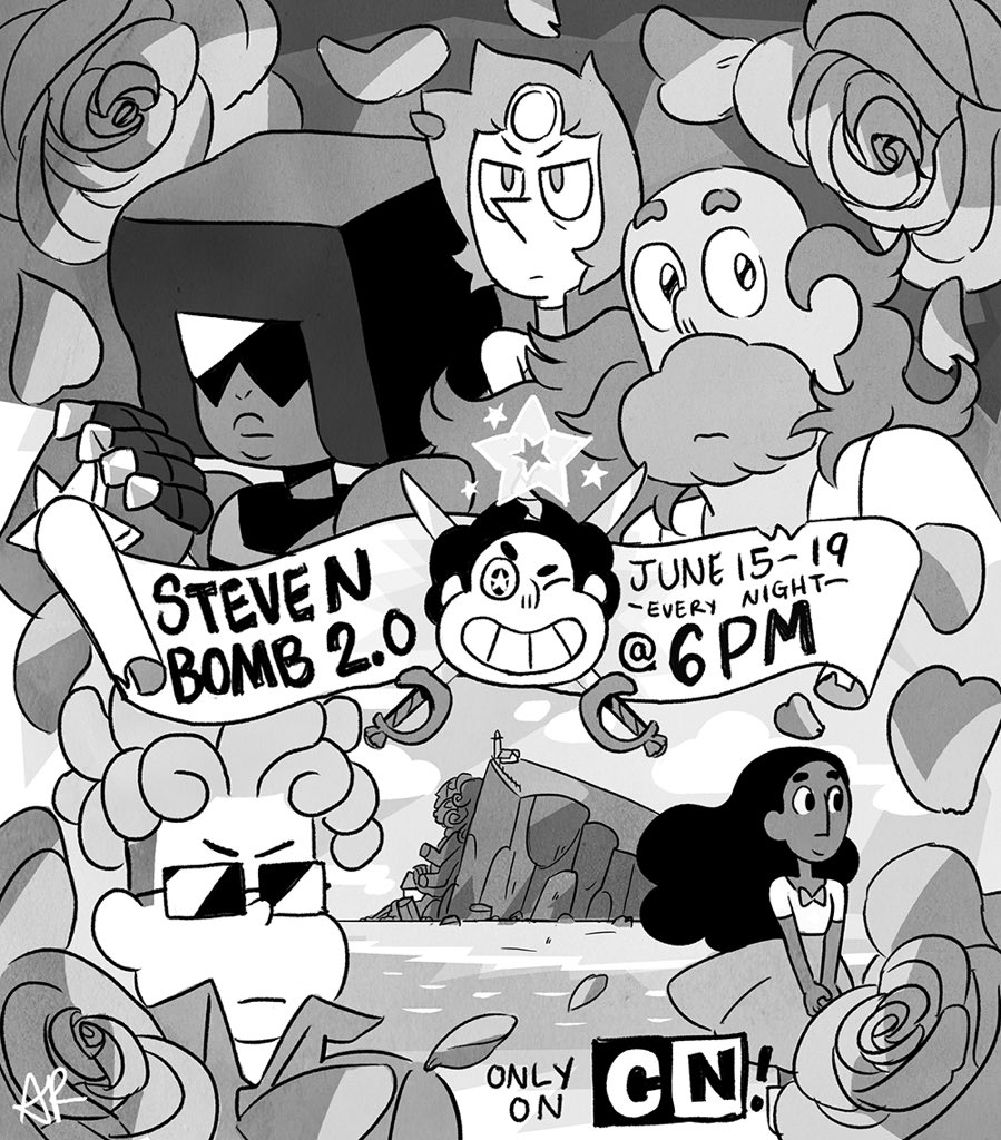 with promo art for the finale of  #stevenuniversefuture now out, i thought we’d take a moment to stroll down memory lane and thread up some of the older promos put together by our wonderful crewniverse! first up: promos for the stevenbombs + the summer of steven!
