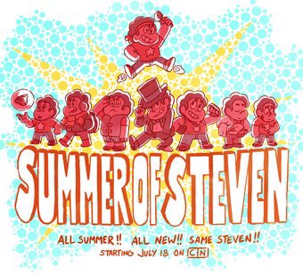with promo art for the finale of  #stevenuniversefuture now out, i thought we’d take a moment to stroll down memory lane and thread up some of the older promos put together by our wonderful crewniverse! first up: promos for the stevenbombs + the summer of steven!