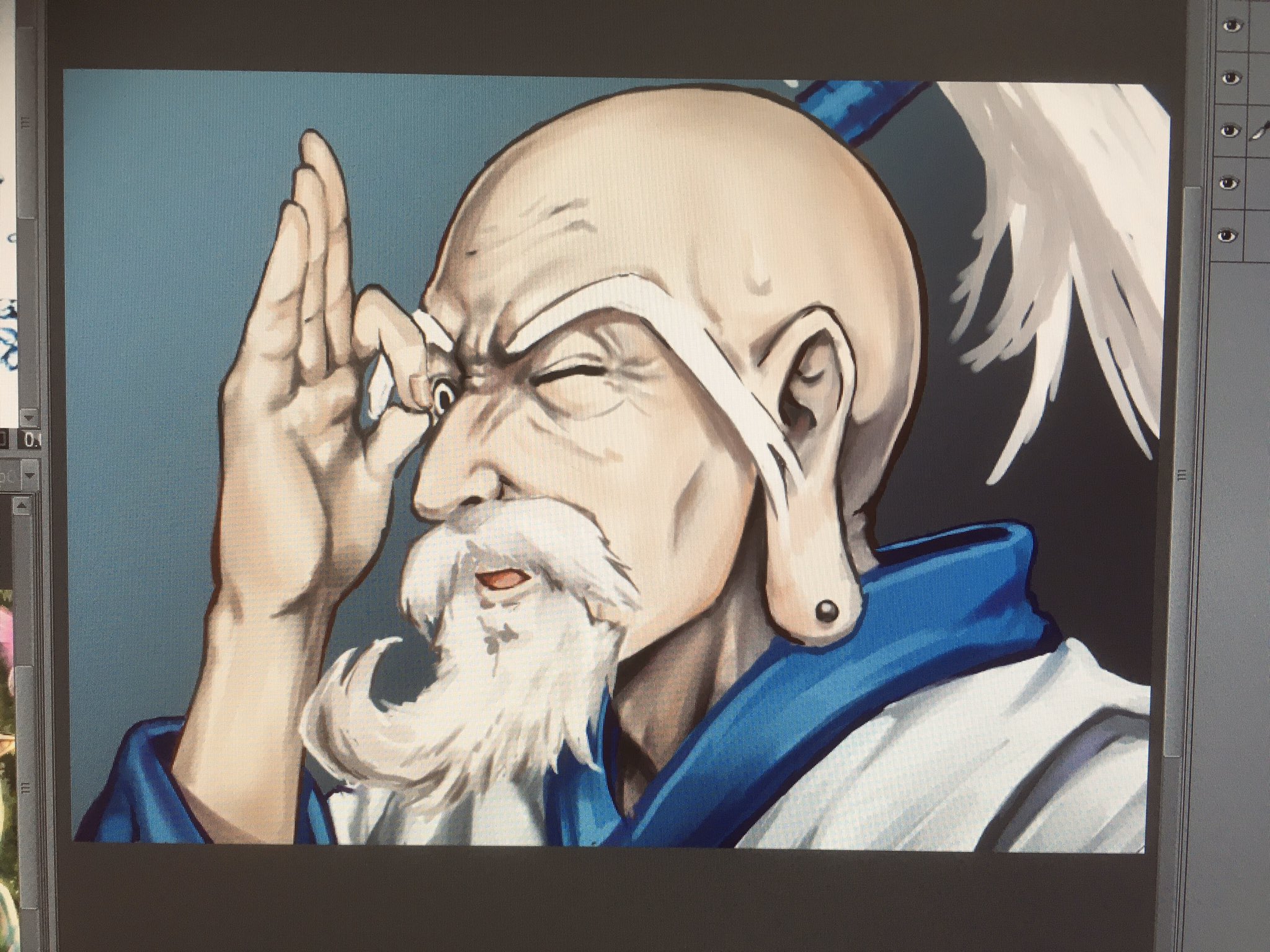 Kodue55 再起動中 A Twitteren こっちも合間に描いてるイラスト ハンター協会の会長さん レイヤー数を極力少なく厚塗りで描いてる さらに密度をあげて描き込んでいく予定 進捗55 くらい Hunterhunter ハンターハンター ネテロ 進捗 T Co Fbdbwyp99b