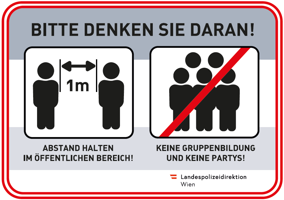 Die Verordnung des BMSGPK lässt Ausnahmen für den Aufenthalt im Freien zu, jedoch mit den bereits bekannten Einschränkungen: Wir wissen, wie schwer es ist, bei herrlichem Frühlingswetter zuhause zu bleiben. Tun Sie es bitte trotzdem, Ihrer Gesundheit und der anderer zuliebe!