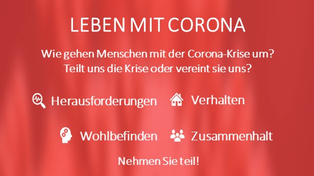 Wie gehen Menschen mit der #Corona-Krise um? Hier geht es zur Umfrage 👉 lebenmitcorona.org #LebenMitCorona #TeileDieUmfrageNichtDasVirus