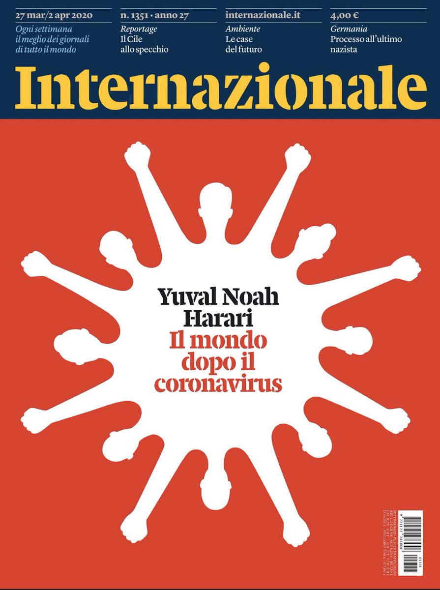 coverjunkie's tweet photo. “The world after coronavirus” 
This artwork is one for the ages, created by @noma_bar ♠️ in newest @internazionale (Italy)
.
Goodmorning to you all on whatever day it is ✊🏼
.
#covertastic #beatcorona #coverlove #nomabar #coverjunkie #staythefuckhome https://t.co/CxuhusgZFa