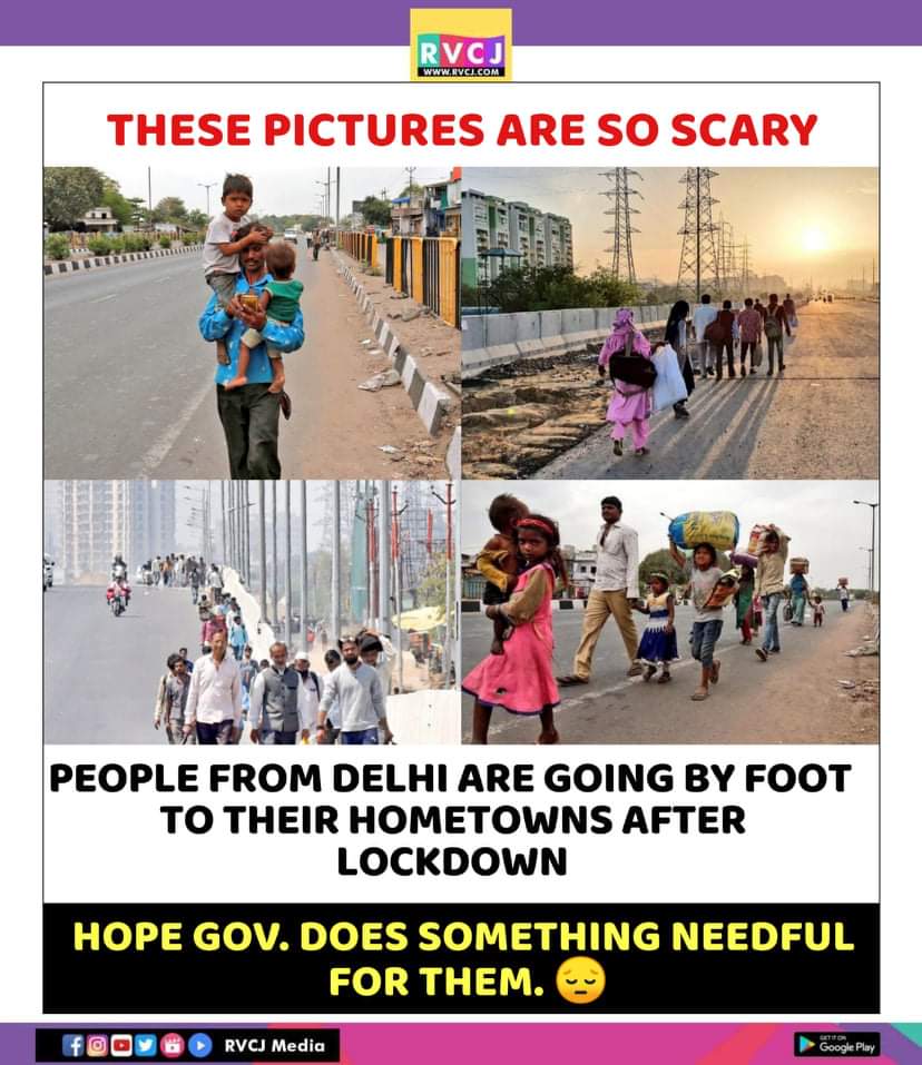 sonukr__yadv99's tweet photo. #Thousands of migrant labourers and daily wage earners are stranded across the country, without work money and food and forced to literally walk 100s KMs to their villages!!😓😕
#NationWideLockdown!!😷 https://t.co/rS3XzBFmV4