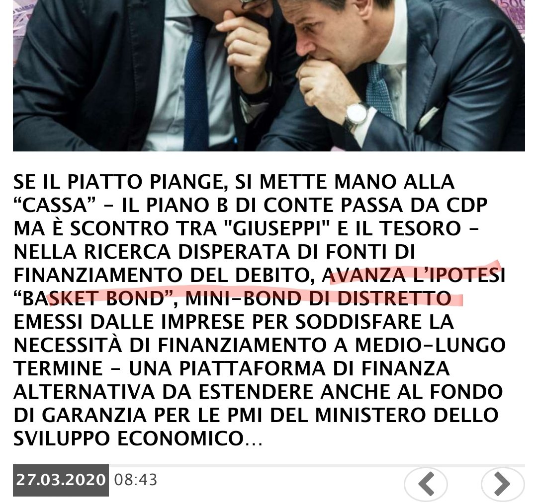 ClaudioBorghi's tweet photo. Ricapitolando: un mese di virus e abbiamo capito che:
1) lo spread dipende dalla banca centrale
2) il concetto "non ci sono i soldi" è una balla e se serve arrivano millemila miliardi
3) l'UE è un posto dove la Germania punta ad affossarci
4) vanno pensati i minibot 👇

#Canossa https://t.co/M87D7IAl9r