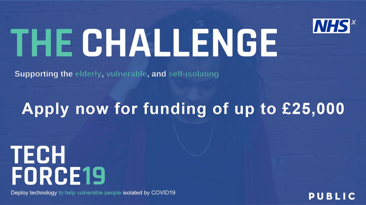 Have you got a solution to social isolation and mental health? We're looking for companies with tools to help support citizens to self-manage mental health and to help employers ensure the well being of staff while working from home. Apply by 1st April → techforce19.uk