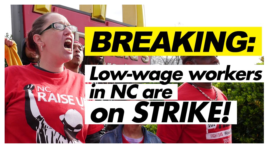 RaiseUptheSouth's tweet photo. BREAKING: Frontline workers in Durham &amp; Raleigh are ON STRIKE today! Workers are fed up with unsafe working conditions, no paid sick days, lack of healthcare and cuts to hours during the #coronavirus pandemic. #Fightfor15 #ProtectAllWorkers https://t.co/VSZK7aU5EO