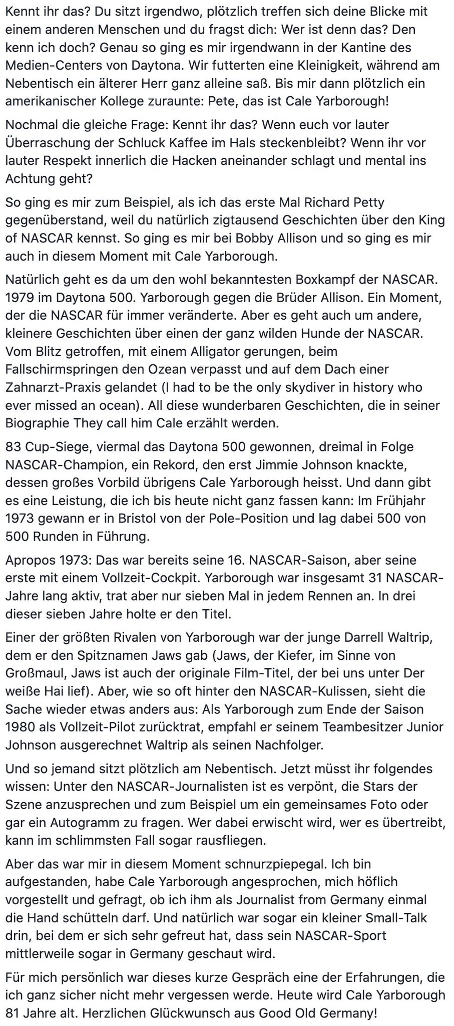 Happy Birthday, Cale Yarborough! 