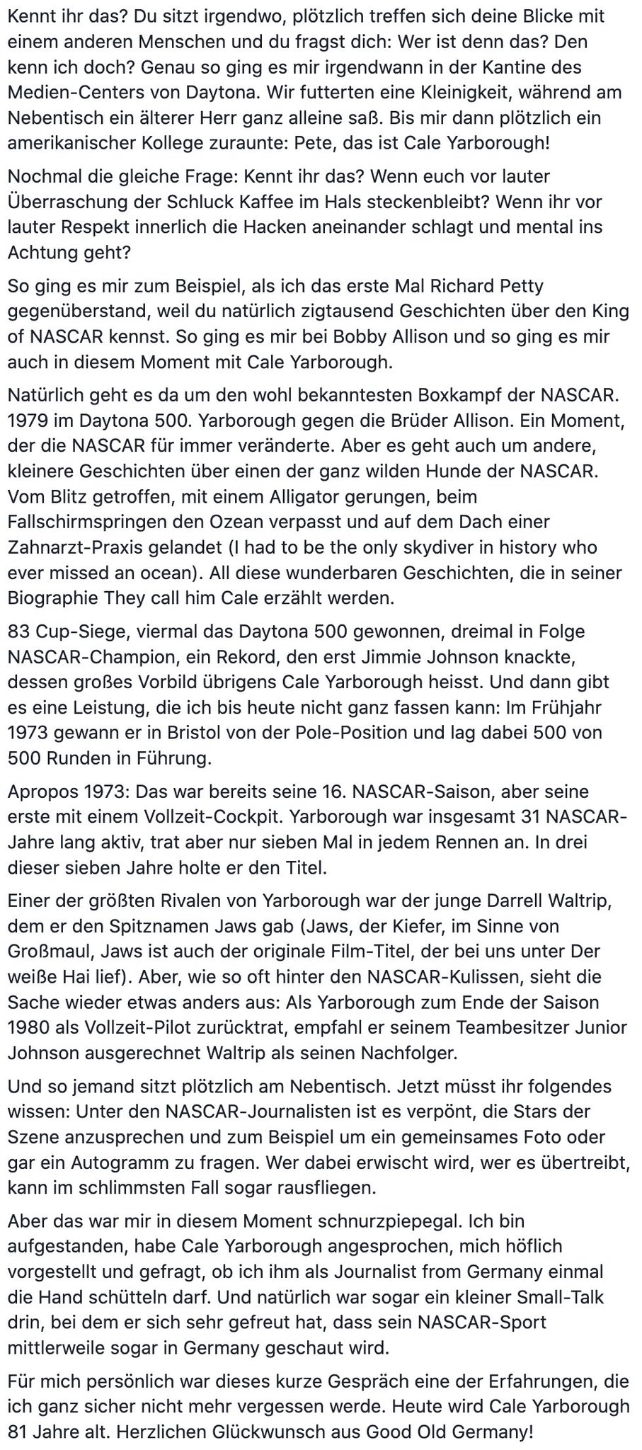 Happy Birthday, Cale Yarborough! 