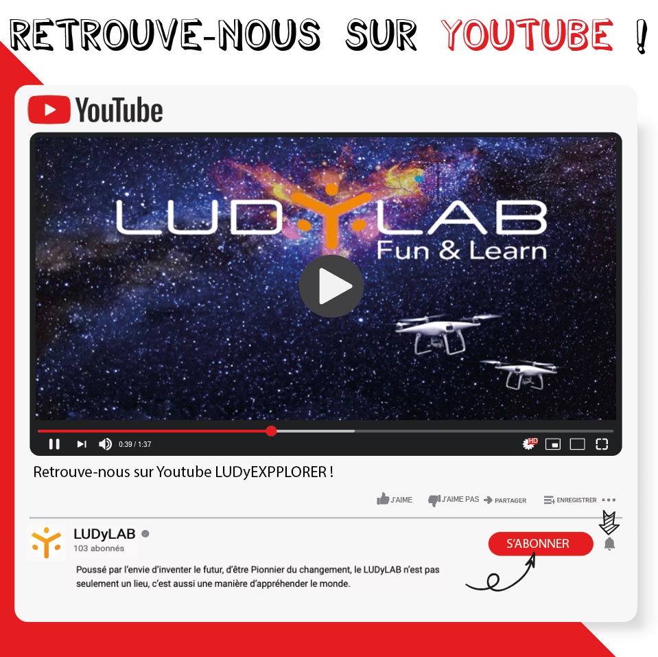 ludylab's tweet photo. ➡️ [RETROUVE-NOUS SUR YOUTUBE] ⏩

Tu aimes le contenu proposé par le LUDyLAB ? 
Rejoins-nous en t’abonnant à notre chaîne en un seul clic !
Découvre l’activité du LUDyLAB pour voir le monde autrement, et accéder à du contenu inédit ! 😎

https://t.co/WKCQey7TLR https://t.co/s7qx5wEesG