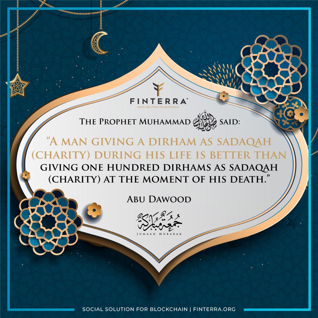 Finterra2u's tweet photo. Finterra wishes all Muslims around the world a very blessed Juma'a Mubarakah. Please stay safe, practice safe distancing and remain indoors to avoid the spread of the #COVID19.  

#Finterra #Sadaqah #Charity #friday #solat #wakf #vakif #wakaf #waqf #socialsolutionforblockchain https://t.co/E5wUTJDLHi