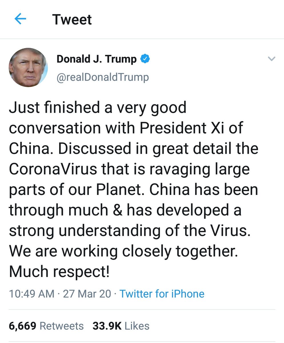 Before Couple of days  @realDonaldTrump mentioned Corona Virus as Chinese Virus but after meeting Chinease President Xi, He changed his tune.How come? Think Think Think...