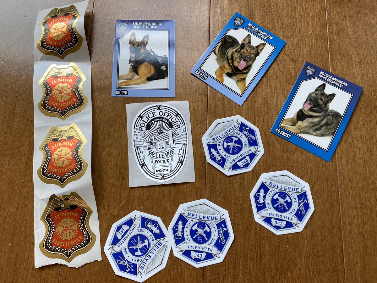 AmsterdamDiY's tweet photo. Some protective equipment to donate to Bellevue police, and got same wonderful stickers back. https://t.co/y5rX9I9902