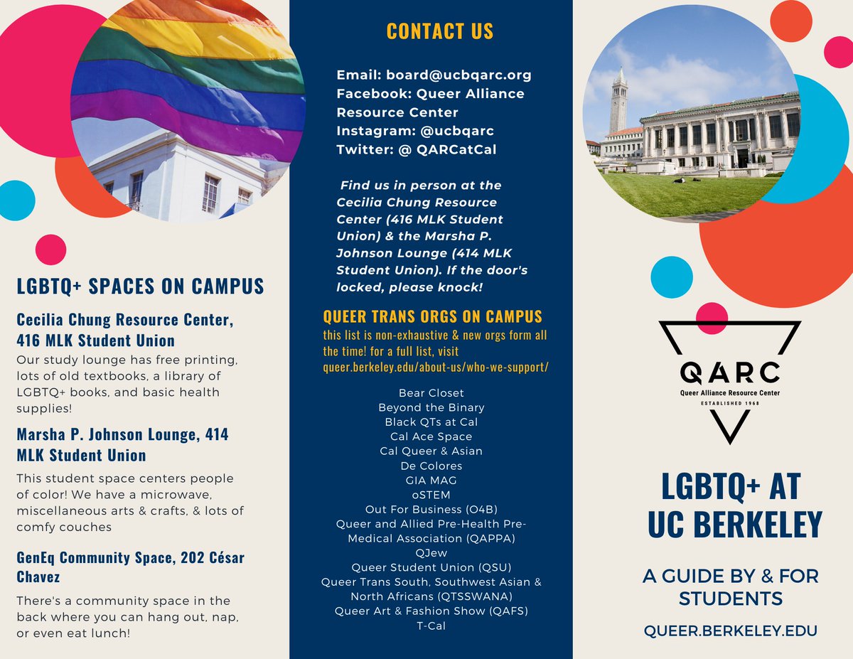 QARCatCal's tweet photo. We made a massive brochure with lots of info for newly admitted LGBTQ+ #Cal students 🐻💙💛
#GoBears #Classof2024 
#LBGT #queer #trans #queeratcal https://t.co/TGbTvUlRpv