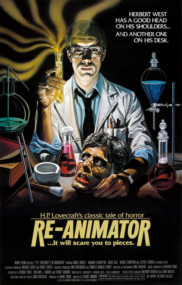 AngusKohm's tweet photo. #RIPStuartGordon
Re-Animatorย (1985)
by #StuartGordon
w/ #JeffreyCombs #BarbaraCrampton
"After an odd new medical student arrives on campus, a dedicated local & his girlfriend become involved in bizarre experiments involving the re-animation of dead tissue."
#HPLovecraft #Horror https://t.co/6xawvLZSYR