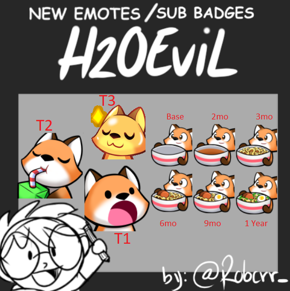 H2OEvil's tweet photo. Just fyi Everyone!! ALL Tier Emotes/ Bit Emotes and Sub Badges are now live!!! I am so happy with how Roberto Cruz did these!!! go support him and his work over on his page!  https://t.co/NPJEEdnoVW

#Twitch #emotes #tiers #bitemotes #subbadges #amazingwork #FoxDen #Streamer https://t.co/CfAMvWvt4I