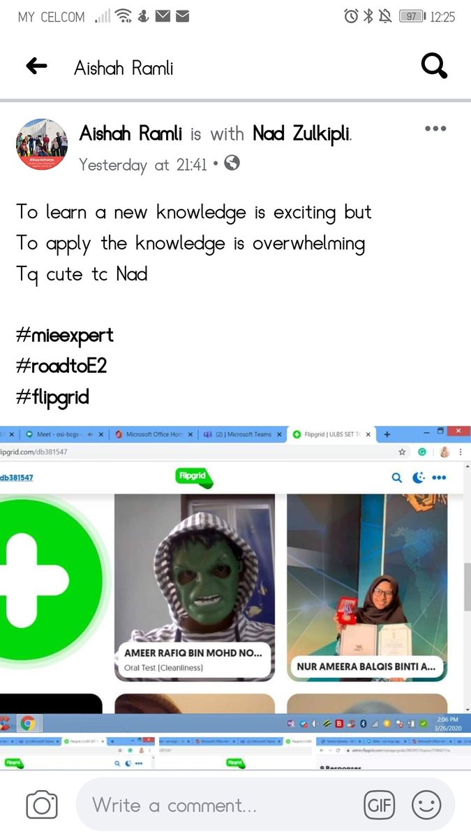 nadzulkipli's tweet photo. My first time giving the online Webinar for Ts about #FlipgridPD. Thank you so much @Flipgrid @jessxbo @annkozma723 @Savvy_Educator for all the gudelines. Some of them are first time with #FlipgridFever. But the next day, they sent me about their topic and Ss responses. ๐ https://t.co/xkZQVloyPy