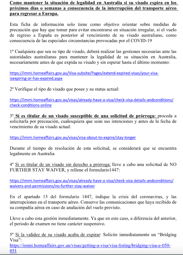 Consuladoespsydney Twitterren Covid19 Visados Australia Como Mantener La Situacion De Legalidad En Australia Si Su Visado Expira En Los Proximos Dias O Semanas A Consecuencia De La Interrupcion Del Transporte Aereo Para