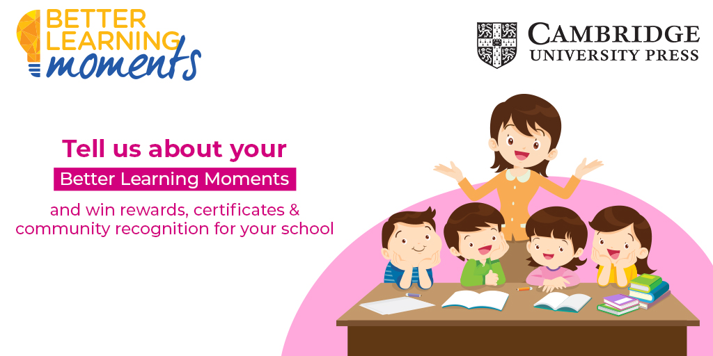 CambridgeSAsia's tweet photo. A great story deserves the 3 As-Audience, applause, & award!
Share Better Learning Moments experienced within the classroom and beyond and be recognized by a thriving community of fellow educators.
Submit yours now: https://t.co/MUwxolpyf4
#BetterLearningMoments #CambridgeIndia https://t.co/nllYpJ8wGL