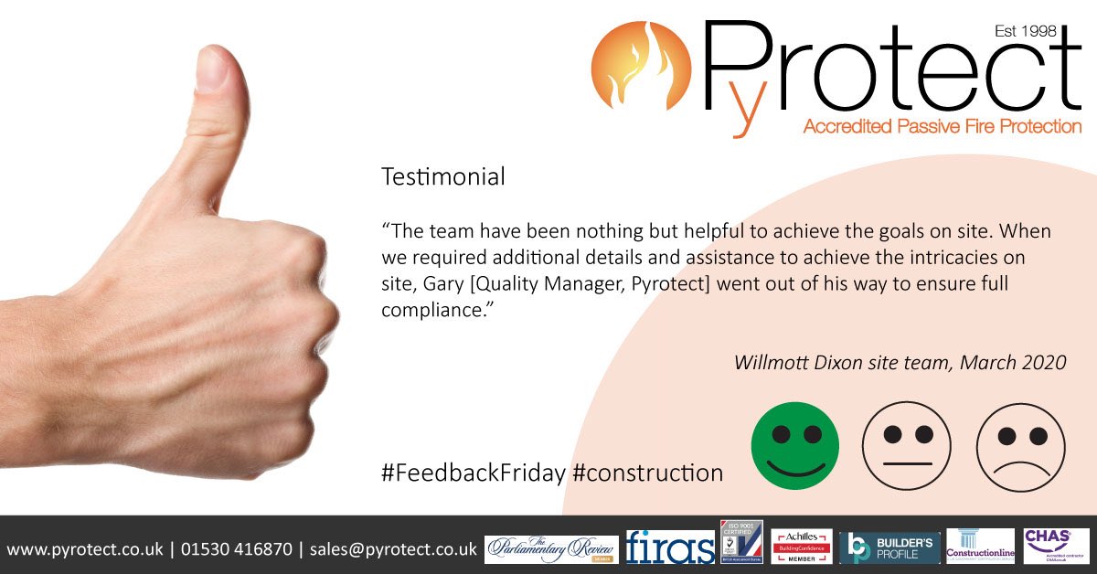 Testimonial
“The team have been nothing but helpful to achieve the goals on site. When we required additional details and assistance to achieve the intricacies on site, Gary went out of his way to ensure full compliance.” Willmott Dixon site team, March 2020.
#FeedbackFriday