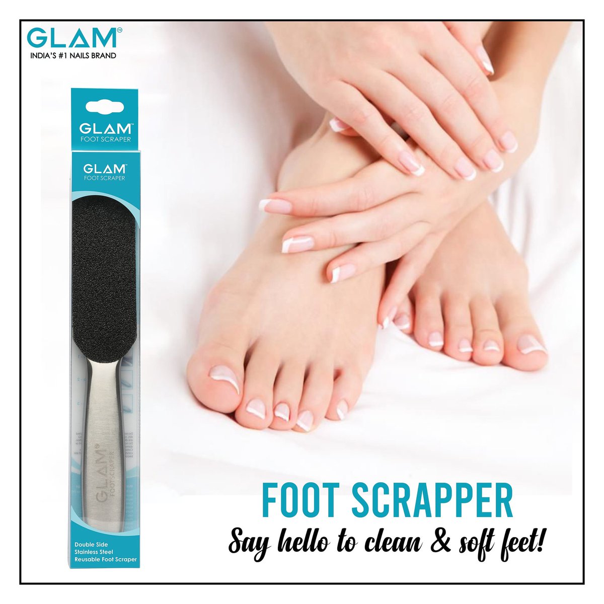 's tweet image. Say NO to dirty and dead skin! Glam Foot Scraper is useful to remove your dead skin very easily. It's ergonomic grip-able handle make effortless operations.✨

*Available at R Nail Lounge &amp;amp; across GLAM flagship stores in India

#FootScraper #GLAMFootScraper #GLAMNailProducts