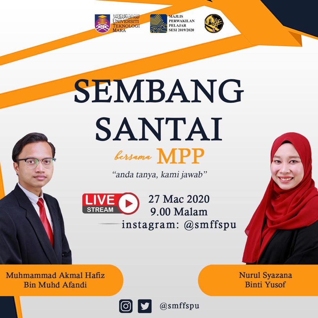smffspu's tweet photo. ‼️ MALAM INI ‼️

LIVE pelajar FSPU bersama MPP FSPU mengenai isu semasa FSPU &amp; UiTM

”anda tanya, kami jawab”

🗓 TARIKH: 27 Mac 2020
⏰ MASA: 9.00 Malam
🎥 Live di: instagram @smffspu https://t.co/VAqHoiy3FN