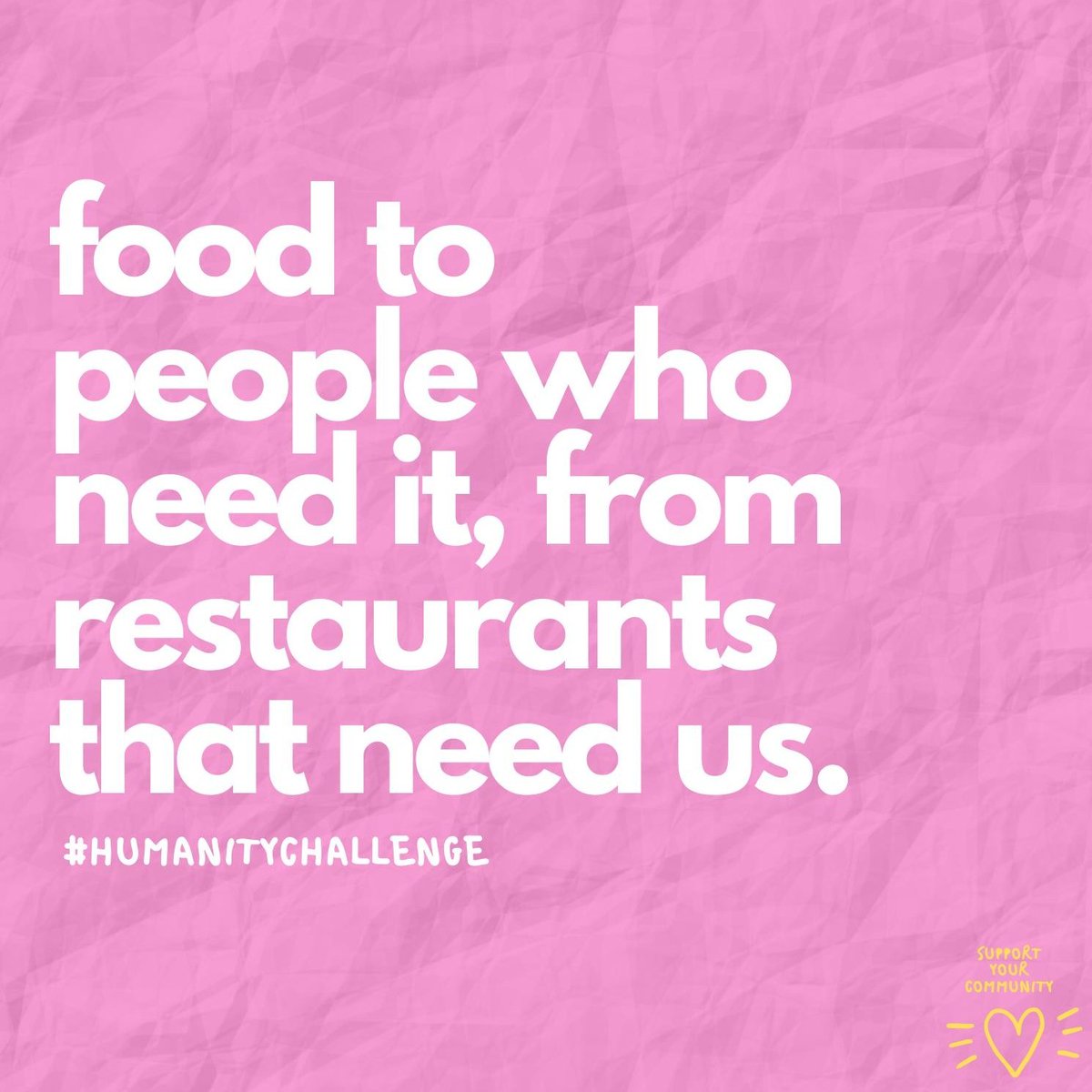 SupportYourCom's tweet image. #Coronavirus is taking a toll on us all. We&apos;re starting the #HumanityChallenge to help you support local restaurants and people in need. Are you in? 

Click here to get started: bit.ly/humanitychalle…

#supportyourcommunity #supportsmallbusiness #supportlocal