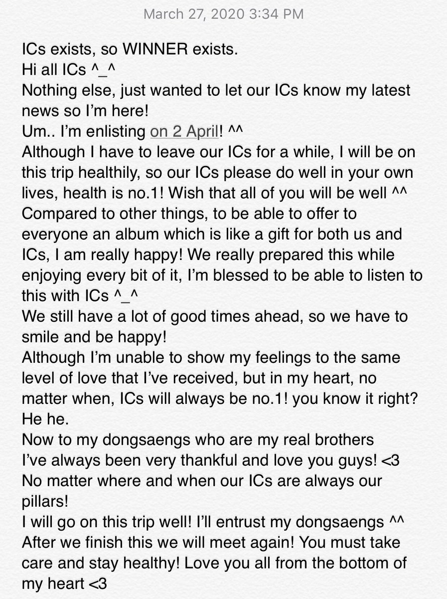 magicellphone's tweet photo. Translation of Jinu's handwritten letter to ICs. #HOLDWINNER #KIMJINWOO #김진우 #위너 #WINNER https://t.co/QqB5dfobAp