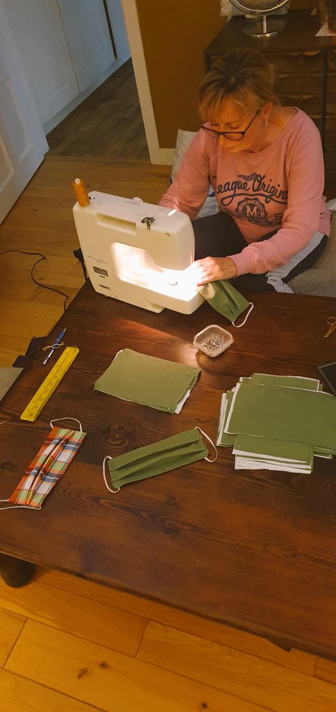 Harry_Clark's tweet photo. Ma maw doing her bit and making facemasks for carers etc who don't have access to any https://t.co/5Iqeqkla4a