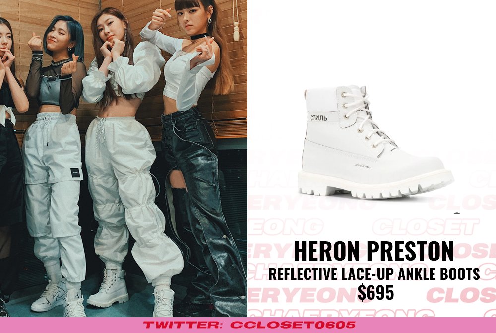 CCloset0605's tweet photo. [PERFORMANCE] 032620 MBC Music Core:

@HeronPreston Reflective Lace-up Ankle Boots
#JADEDLONDON White Toggle Cuffed Joggers
#DOLLSKILL Boo Do Ur Thing Satin Crop Top

#ITZY #있지 #채령 #CHAERYEONG #CCloset0605 https://t.co/7JXuqQxnuj