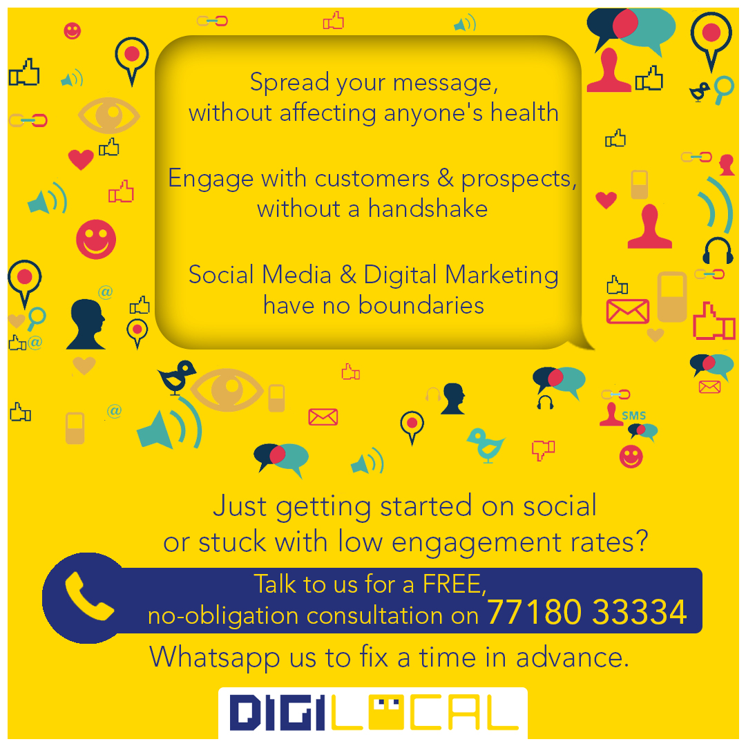 DigilocalIn's tweet photo. Getting started with social has been on your mind, but never took off? Or you have started on the digital journey, but results are not up to the mark. Lets fix a time & talk about your social media & digital marketing journey. No strings attached.
#digilocal #socialmediamarketing https://t.co/vv5RBt5zSb