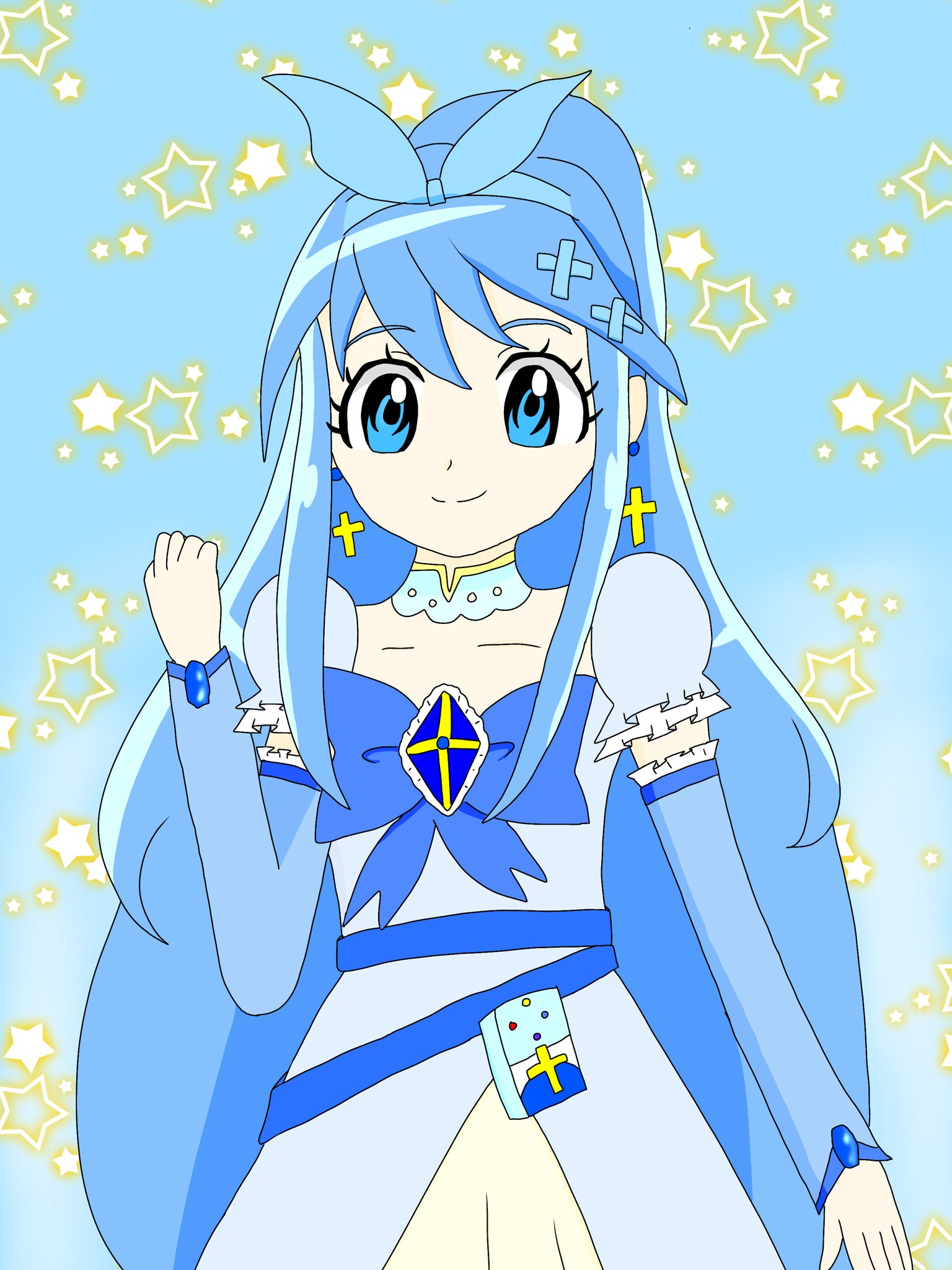おはつ キュアサファイア 蒼井えま ｱｵｲ 青い宝石の名前から 変身前の名字はサファイアで青キュアだからという安易な理由で蒼井にしました笑 下の名前は 誰か忘れちゃったけど暁月 さくや と同じように漫画家さんの名前から取りました T Co