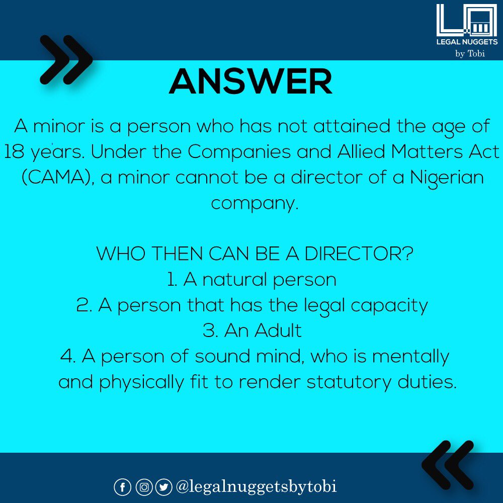 LEGAL NUGGETS on Twitter "CAN A MINOR A DIRECTOR OF A NIGERIAN