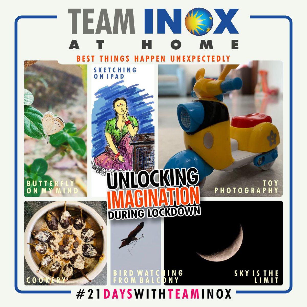 INOXMovies's tweet photo. The lockdown has inspired us!
Team #INOX making the most of the time!
#21DaysWithTeamINOX #UnlockImagination https://t.co/cEWMaJVftb