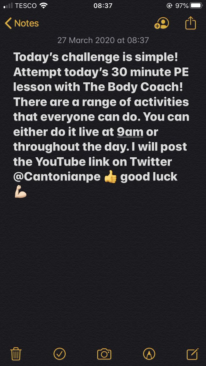 CantonianPe's tweet photo. Today’s exercise challange below! Let’s get @thebodycoach to 1 million live streams! 👏 Let ya know if you are taking part 👌 https://t.co/sxy1eHvyNY