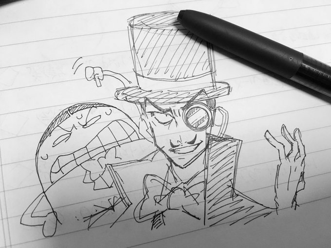 スカイプ会議中に描いた男爵でも載せるか…(仕事して 