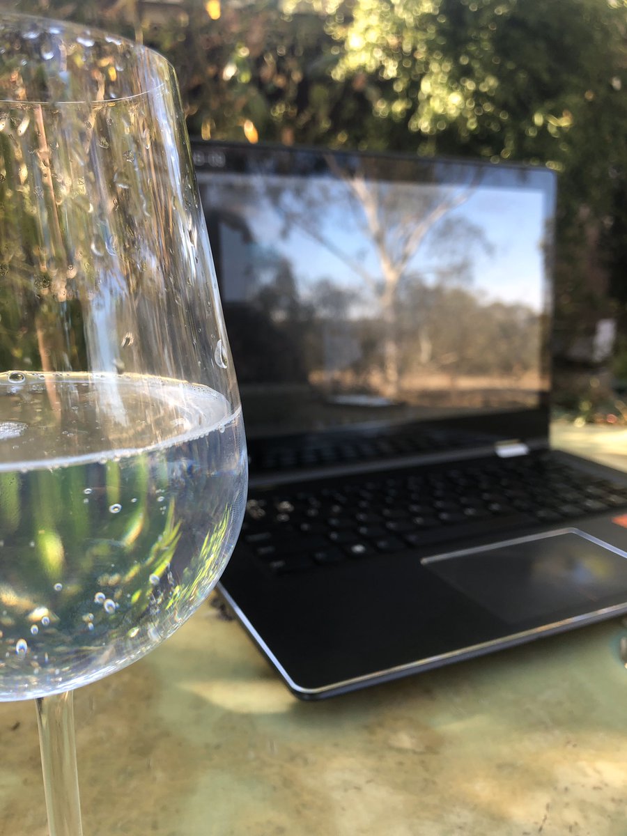 Sarah_Treasure's tweet photo. First Friday night zoom drinks in the garden with a local gin and tonic from Seppeltsfield Road - the gin was home delivered yesterday - some things have changed dramatically but it’s nice to still connect and share a drink #cheers #zoomdrinks #happyhour #StayHomeSaveLives https://t.co/o1MKoJNVmT