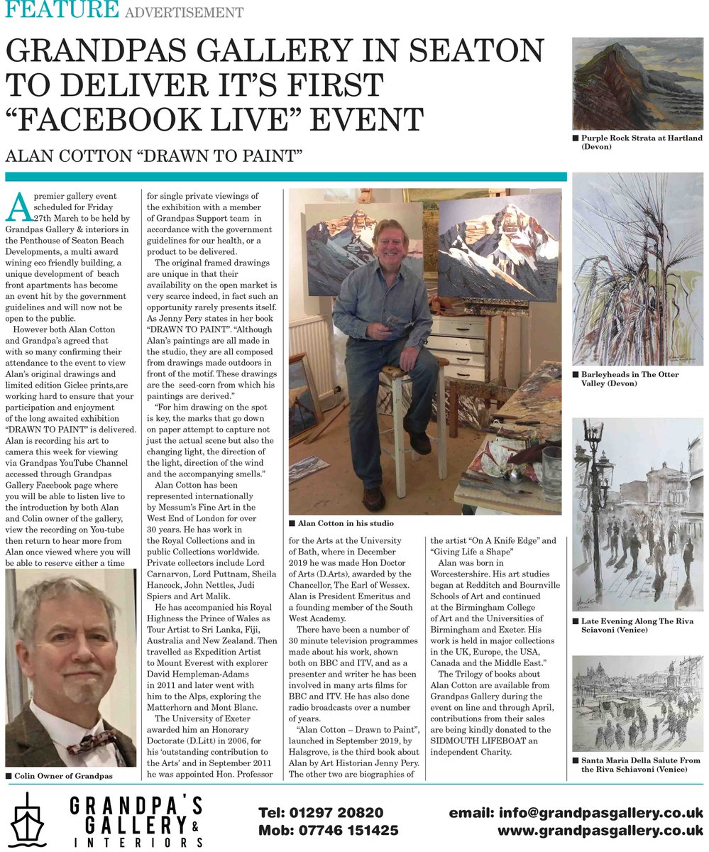 Grandpa's Gallery in Seaton launches its first Facebook event featuring Alan Cotton, SWAc Founding member and Trustee.
