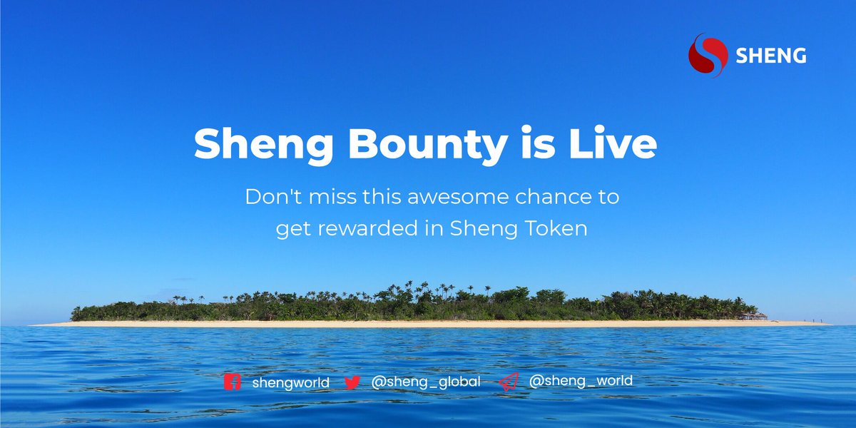 sheng_global's tweet photo. The Sheng Token Bounty is live and you can continue to earn lucrative rewards and bonuses. Visit https://t.co/6TN1SX6dxb to know more!
#Shengbounty #ShengToken #ShengWorld #IEO #ICO #blockchain #cryptobounty #shengasia #shengieo #cryptobounty #probit https://t.co/ZQaNud2D0z